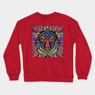 New World Gods (5) - Mesoamerican Inspired Psychedelic Art Crewneck Sweatshirt